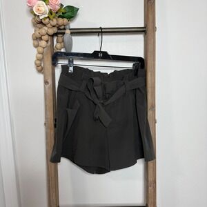 Athleta High Waist Paperbag Tie Waist Shorts Olive Green Women Size 4‎